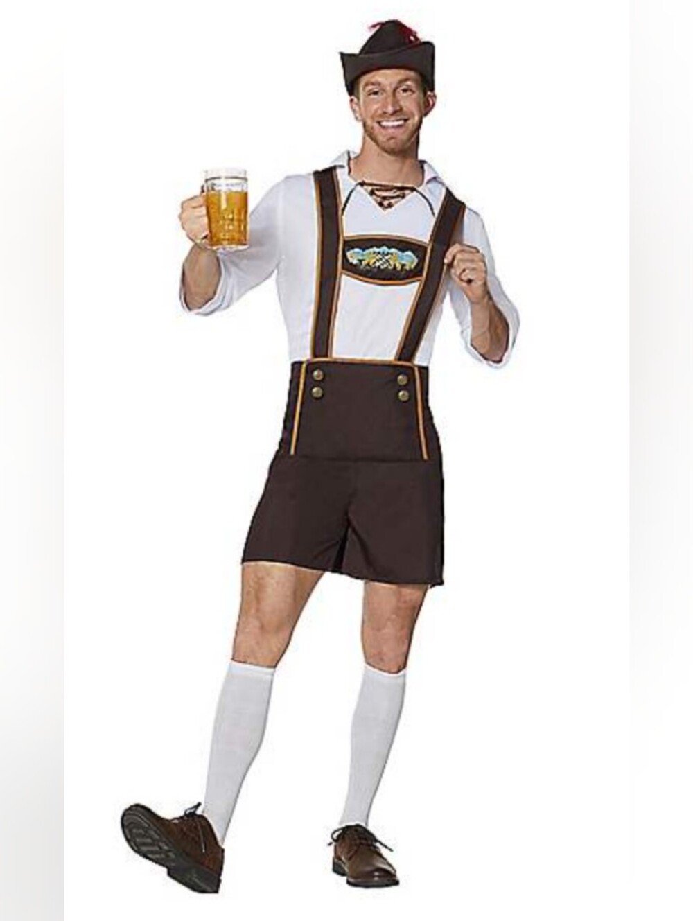 🎃 M • Adult Bavarian / Oktoberfest Lederhosen 3pc Costume • Spirit Halloween *